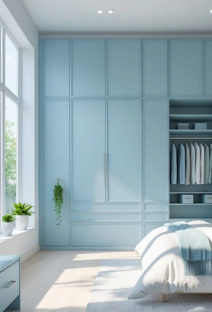 Sky blue closet walls