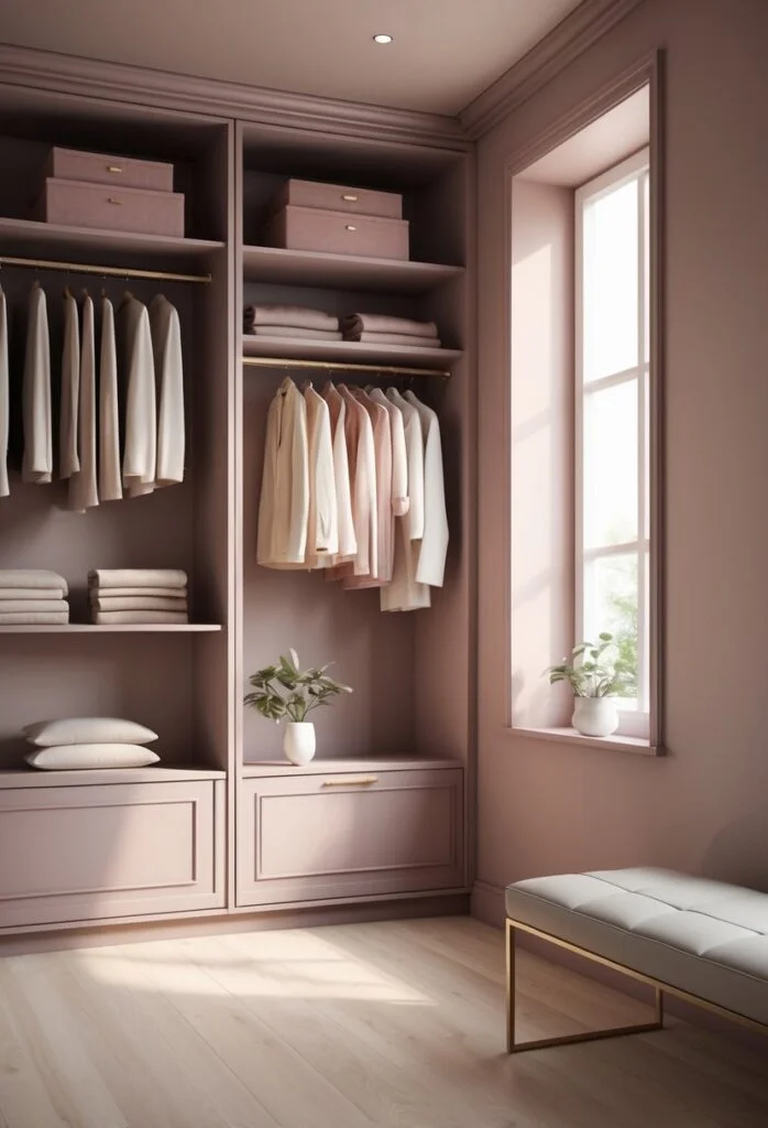 Dusty rose closet walls