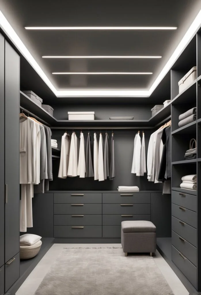 Charcoal gray closet walls