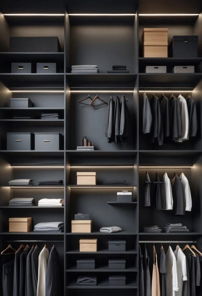 Matte black closet walls