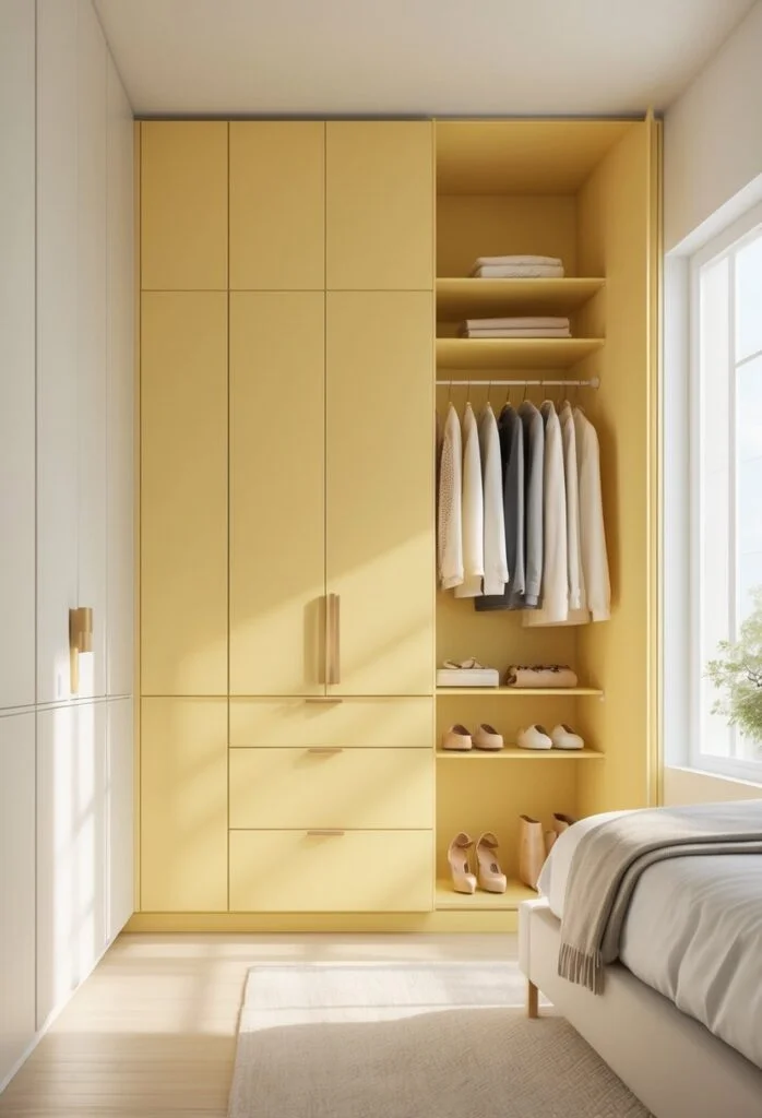 Butter yellow closet walls