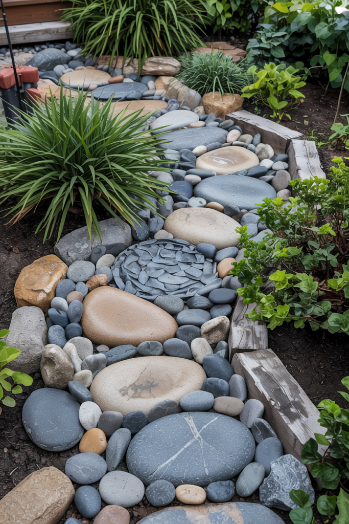 river rock garden pathway