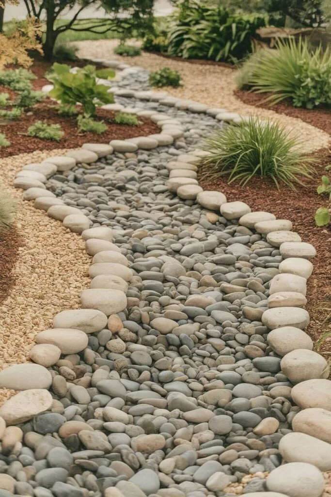 Dry riverbed landscaping