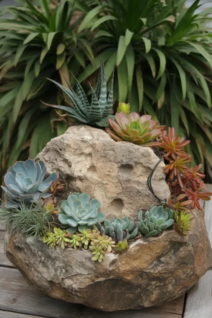 Rock and succulent planters