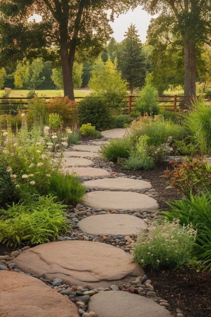 River rock pathways