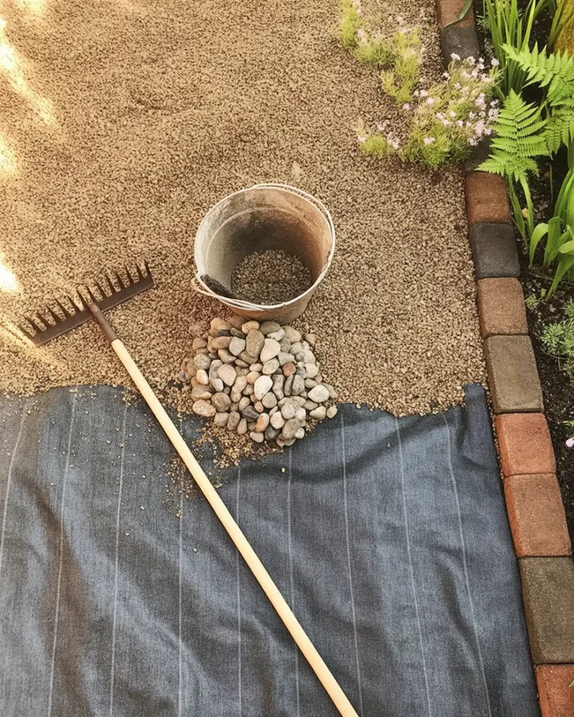 Golden gravel garden path