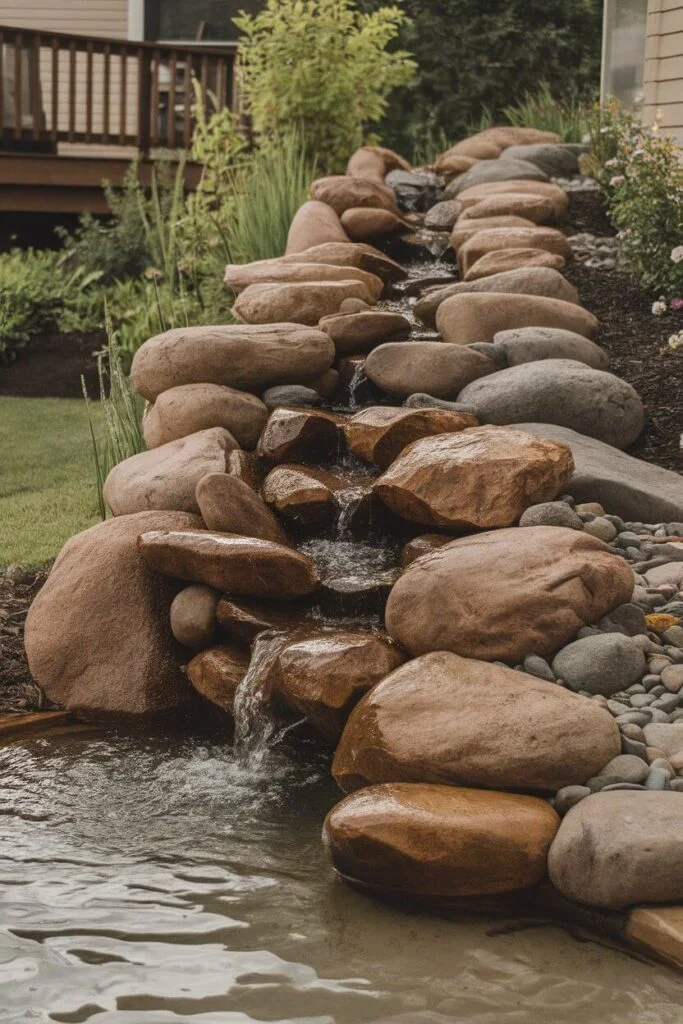 River rock soundscape wall