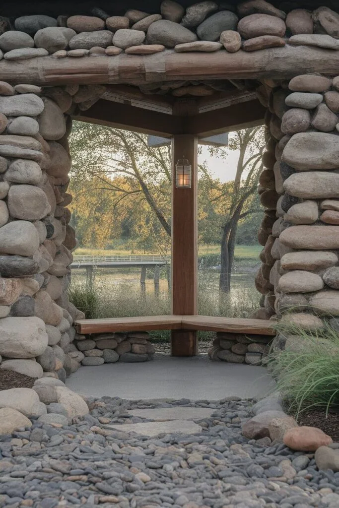 Rock-framed seating nook