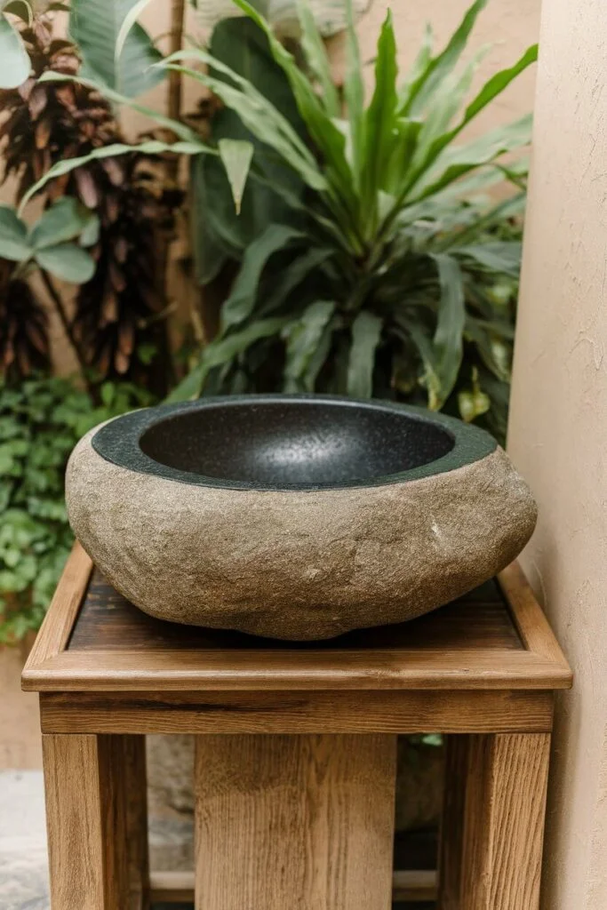 River rock sink or table