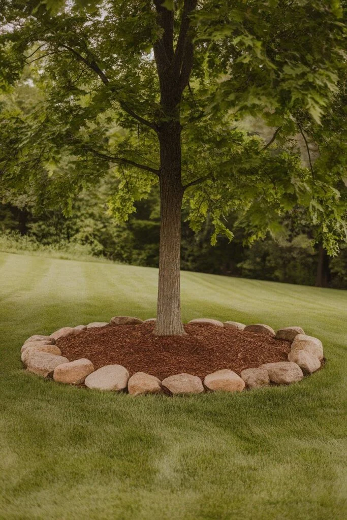 Rock-encircled tree rings