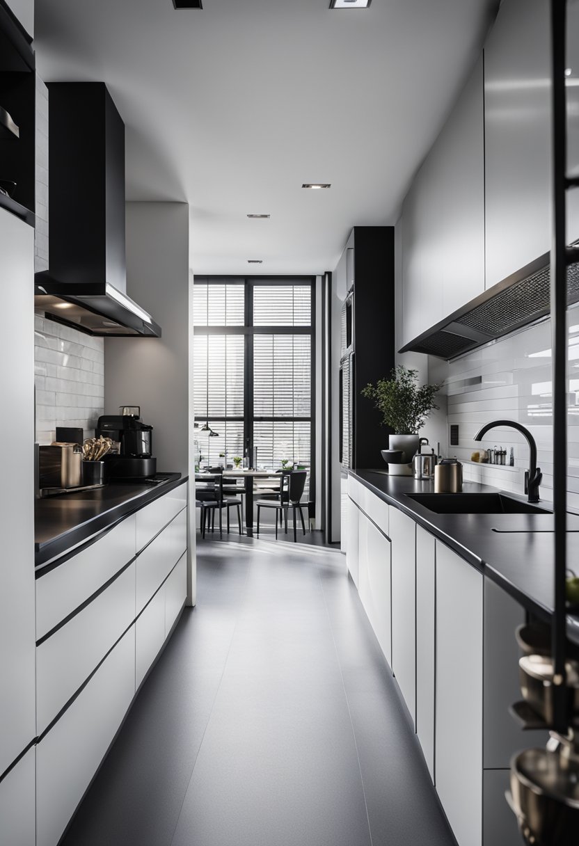 Monochrome kitchen design.