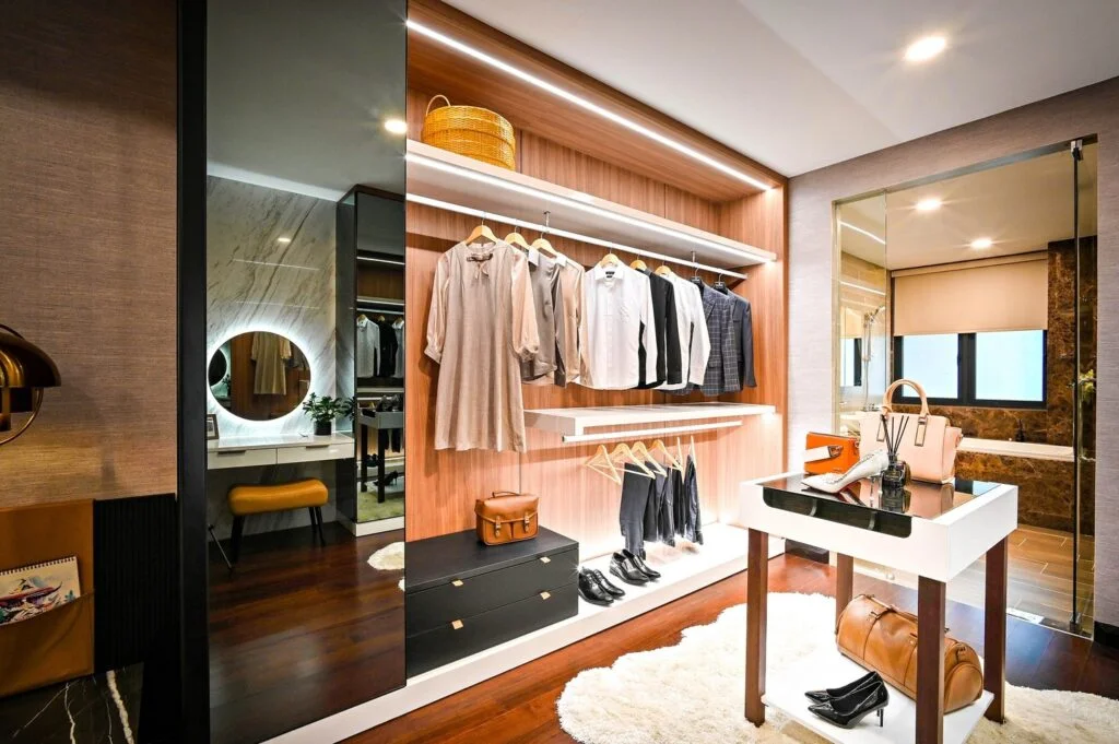 Luxury walk-in basement closet