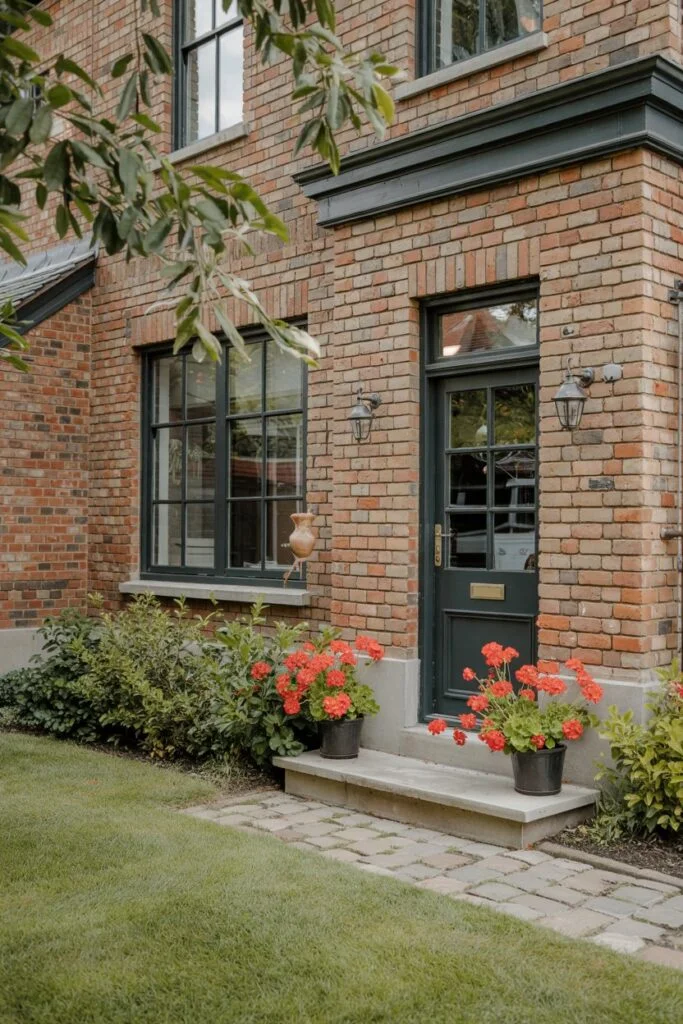 Slate Charcoal Gray with red brick