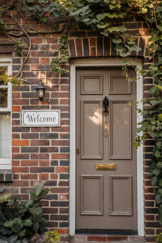 Earthy Taupe with red brick