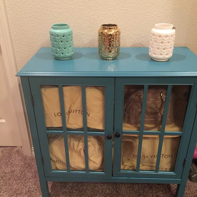 Glass Cabinet Purse Storage