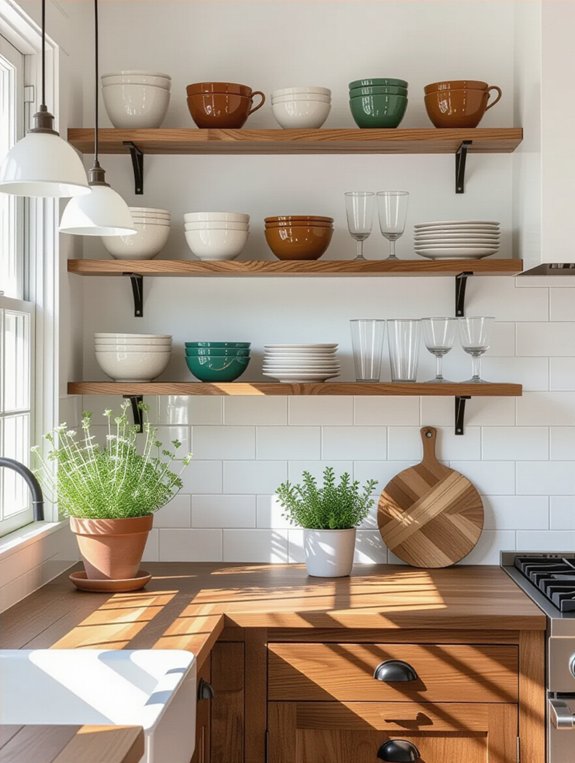 kitchen with open shelving
