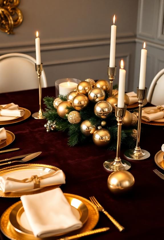 modern metallic holiday table decor