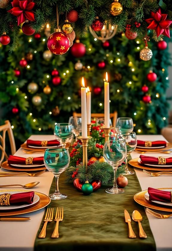 jewel tone christmas table decor
