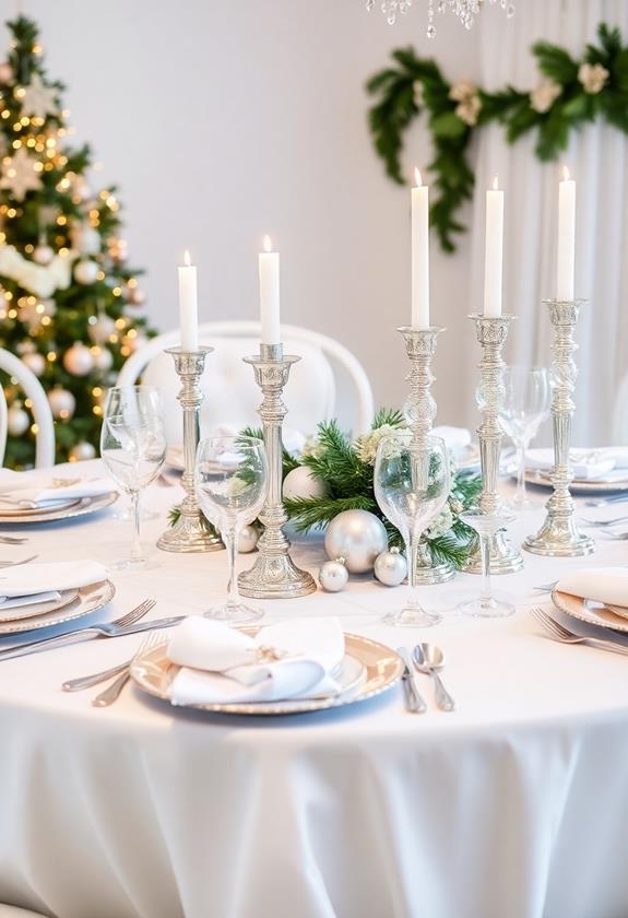 silver accented christmas table