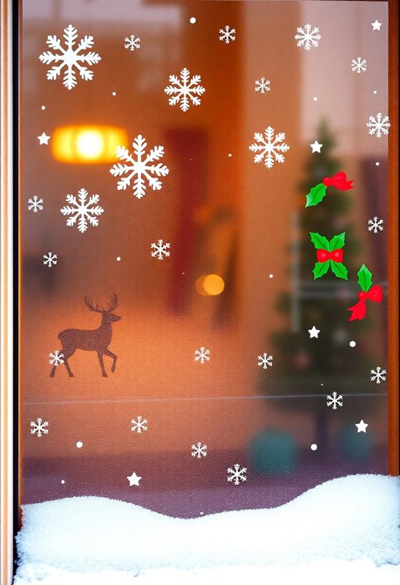 festive holiday window clings
