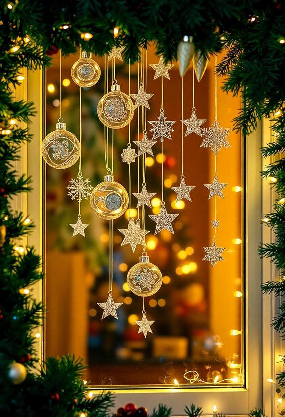 colorful hanging Christmas ornaments