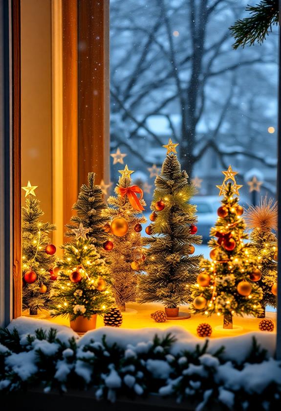 small decorated Christmas trees