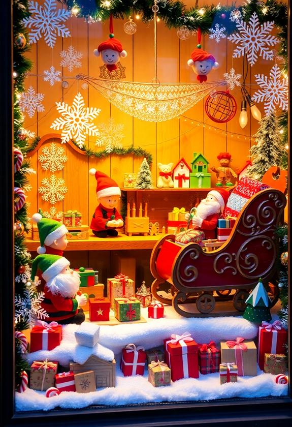 Santa's workshop themed window display