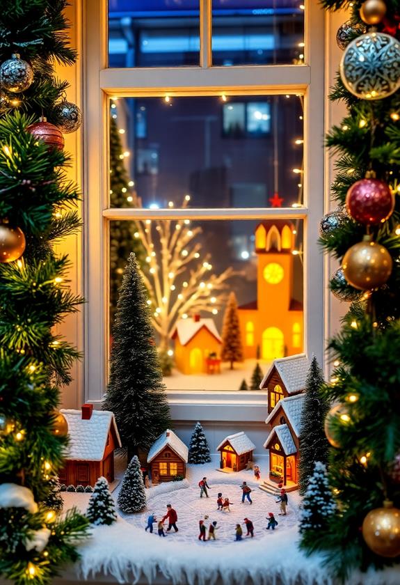 miniature Christmas village setup