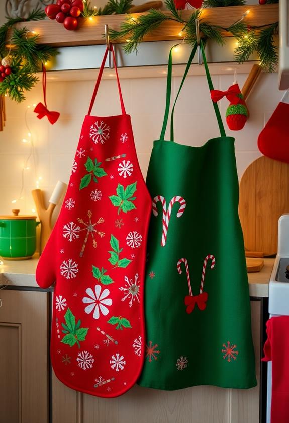 holiday aprons and mitts