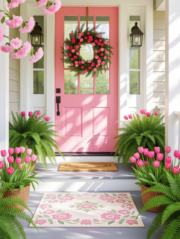 spring-themed door mat