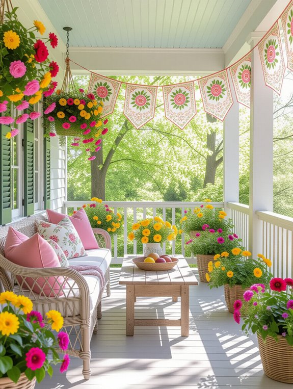 colorful spring banners and garlands