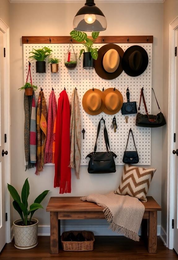 pegboard for entryway organization
