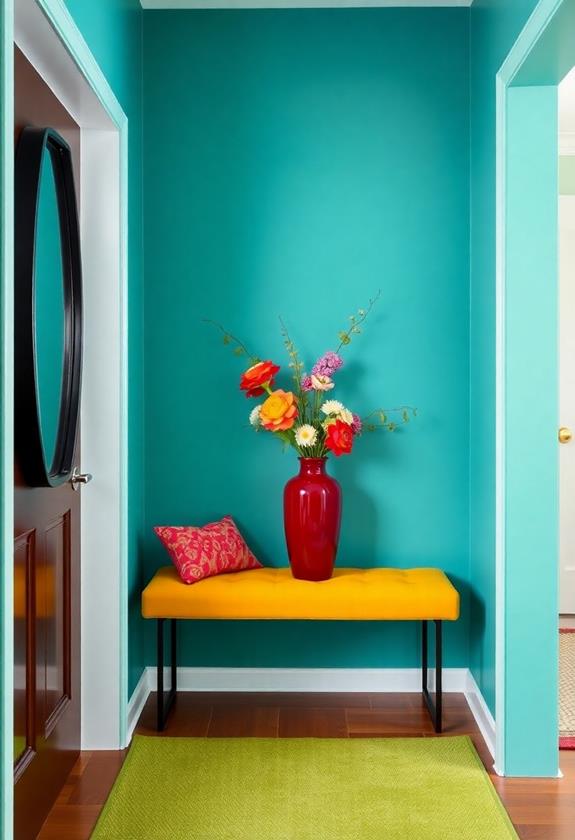 bold color palette in entryway