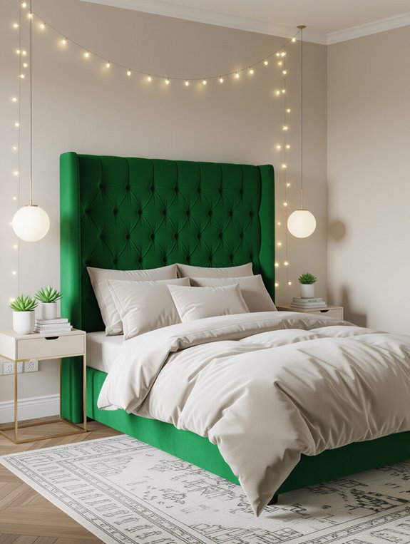 stylish headboard enhances bedroom