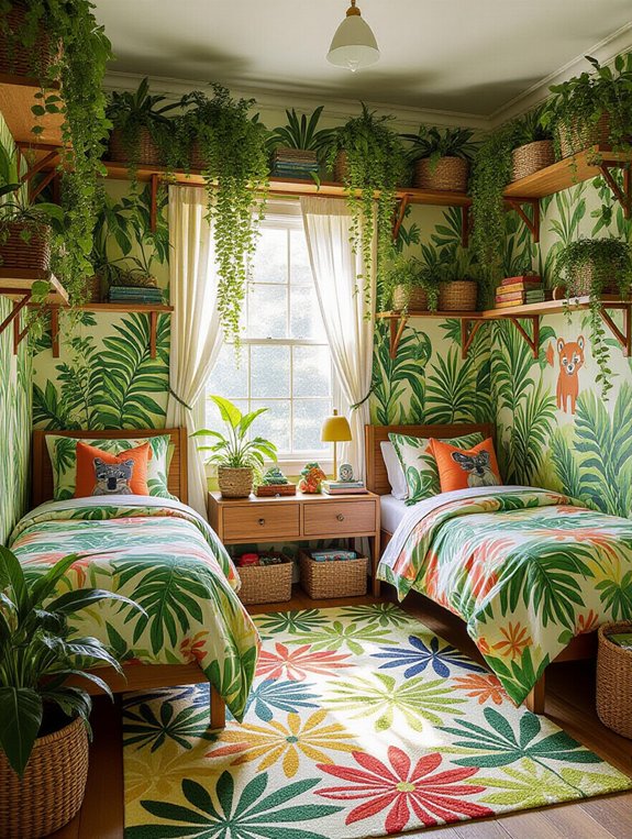 vibrant jungle themed decor