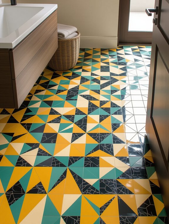 modern geometric bathroom floor tiles