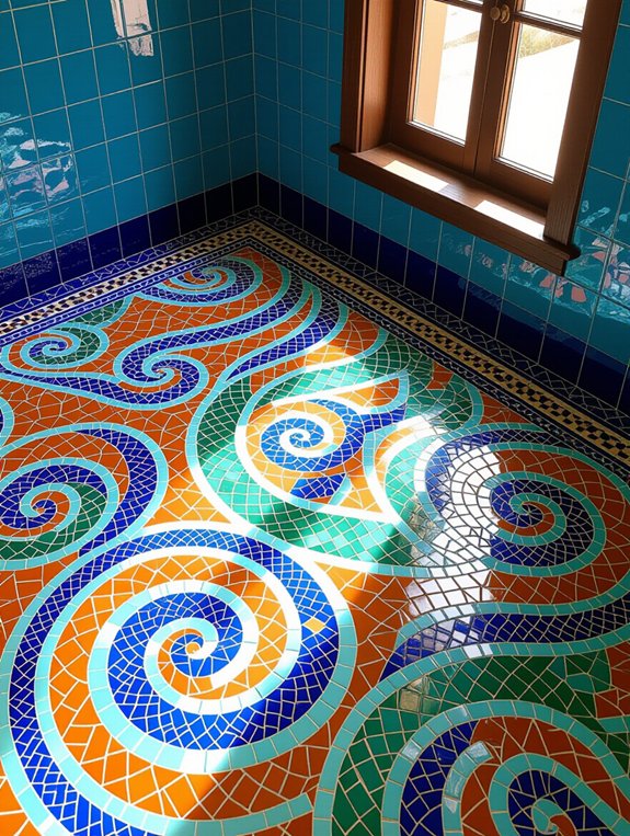 colorful mosaic bathroom tiles