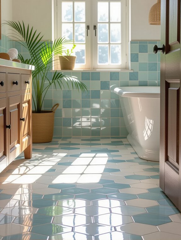 vintage hexagon bathroom tiles