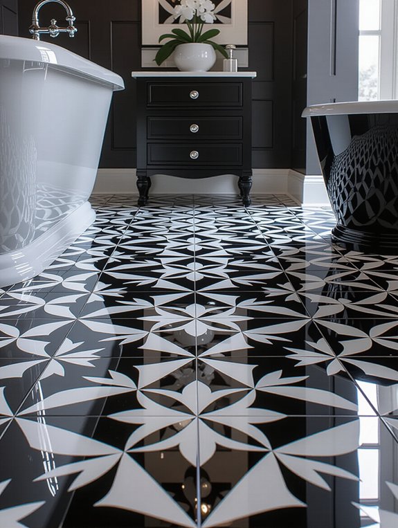 black and white bathroom tiles