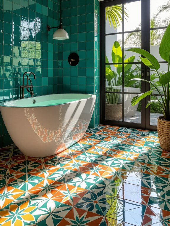colorful encaustic bathroom tiles