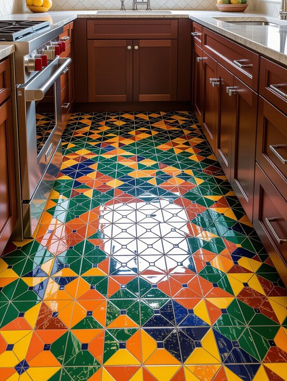 vibrant kitchen mosaic tiles