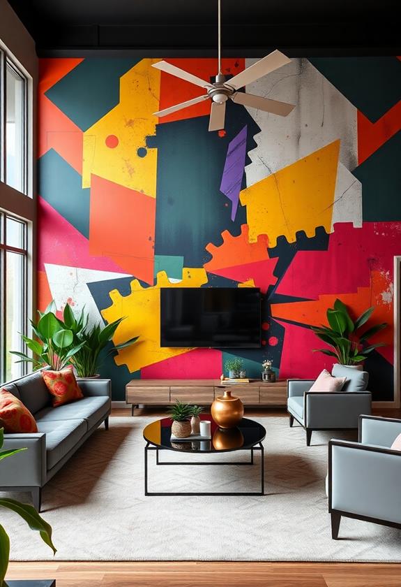 vibrant interior wall art