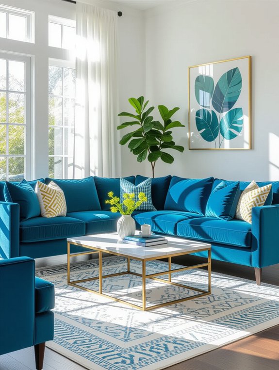 vibrant cerulean living room