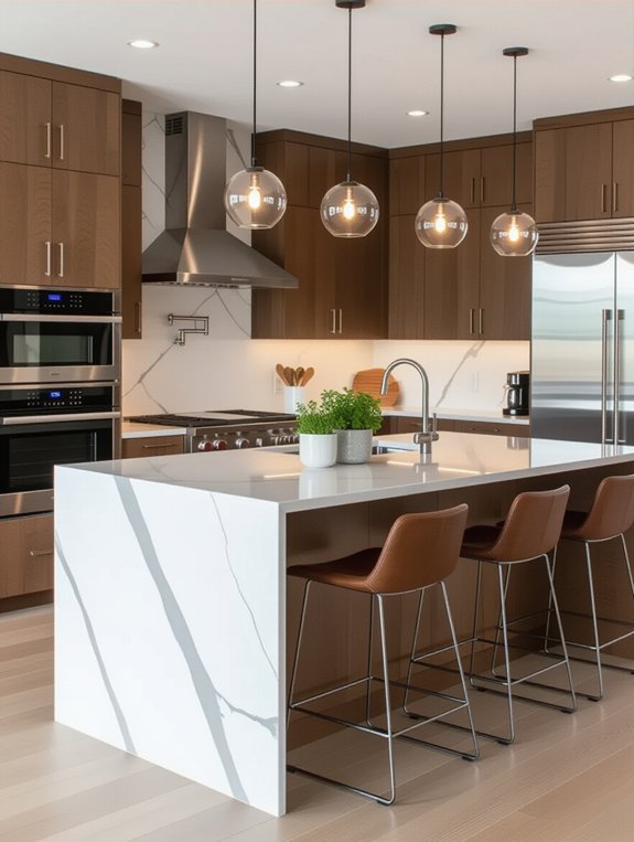 elegant durable quartz island