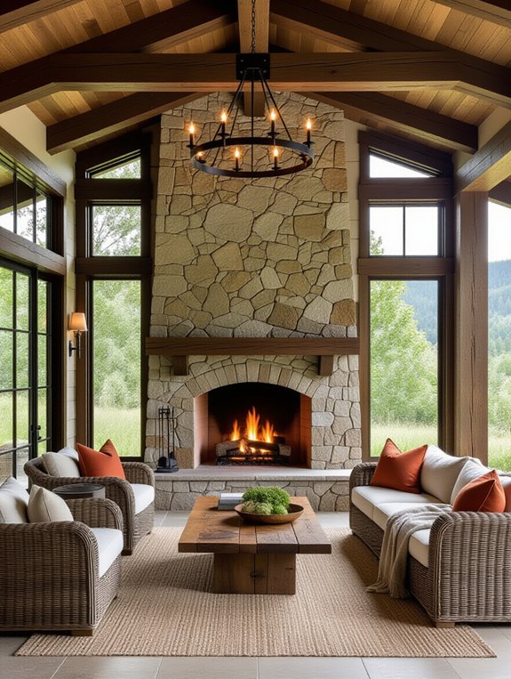 nature-inspired indoor fireplace