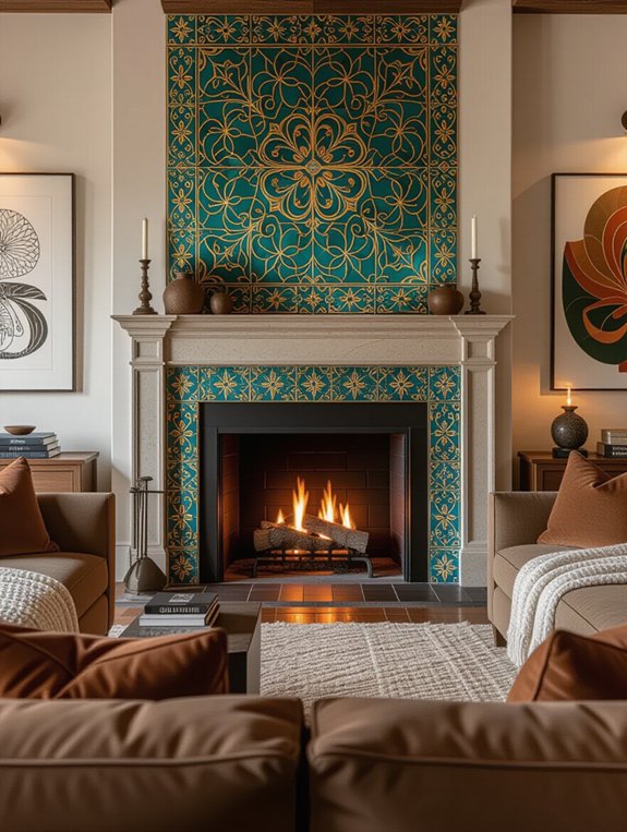 artistic tile fireplace