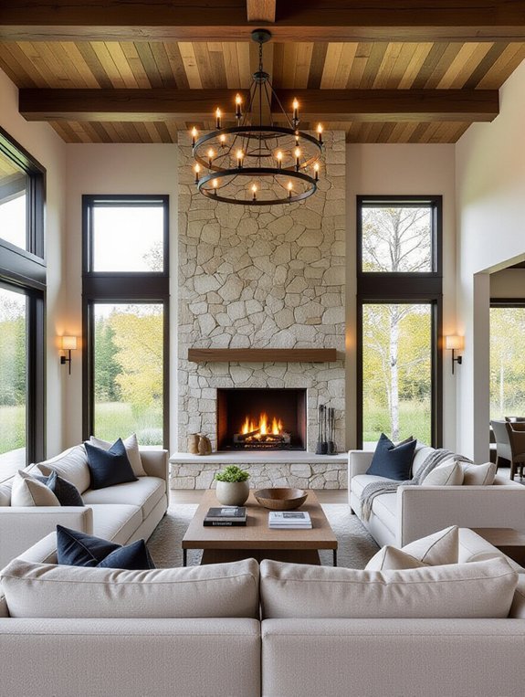 two-sided fireplace feature