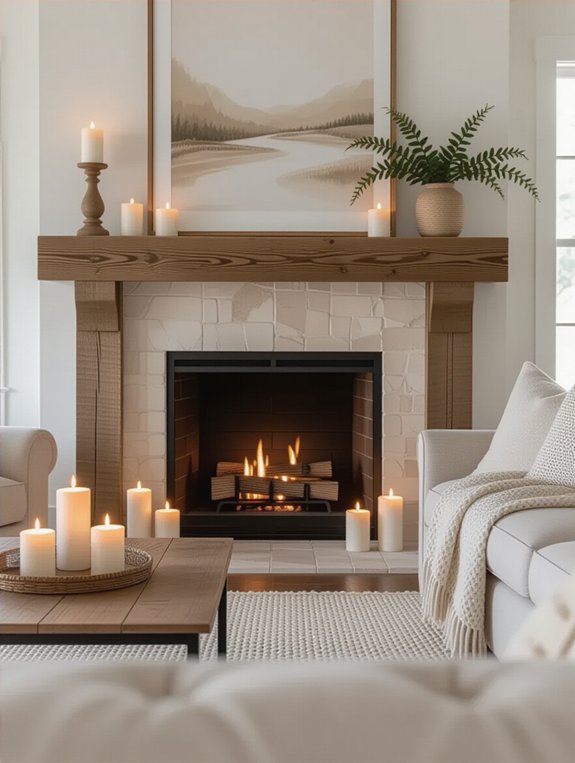 faux fireplace with candles