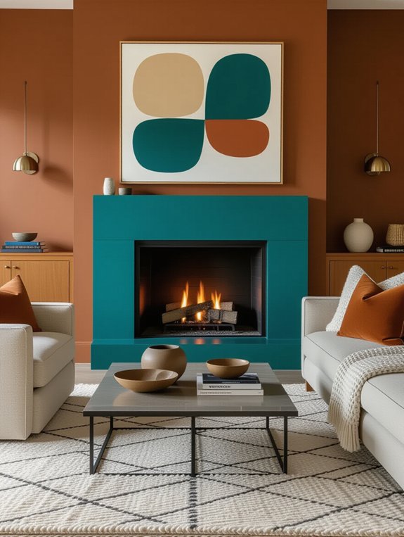 colorful statement fireplace