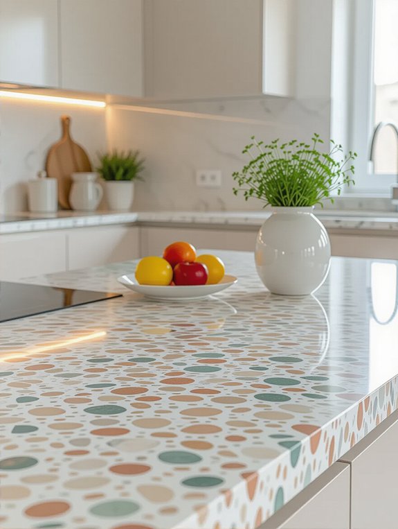colorful terrazzo kitchen countertop
